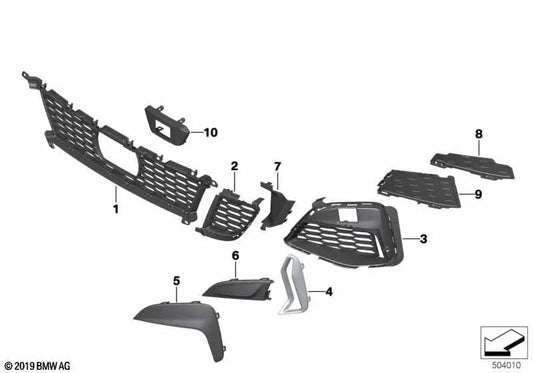 Right Side Grille Clip for BMW 3 Series G20, G21 (OEM 51118075604). Original BMW.