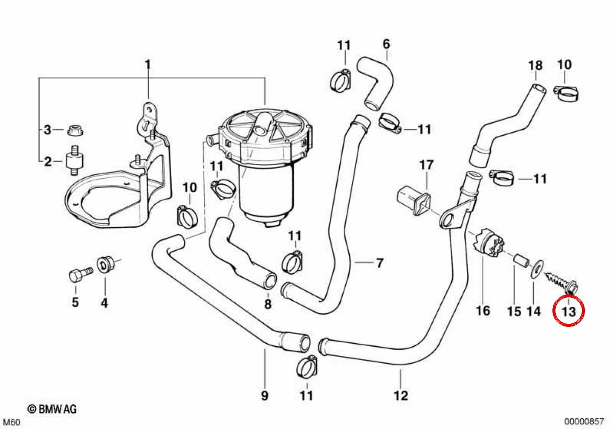 Vite OEM Hi-Lo 64501380496 per BMW E30, E39, E38. BMW originale.
