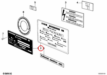 OEM air conditioning adhesive label 64501380982 for BMW E21, E30, E28, E24. Original BMW.