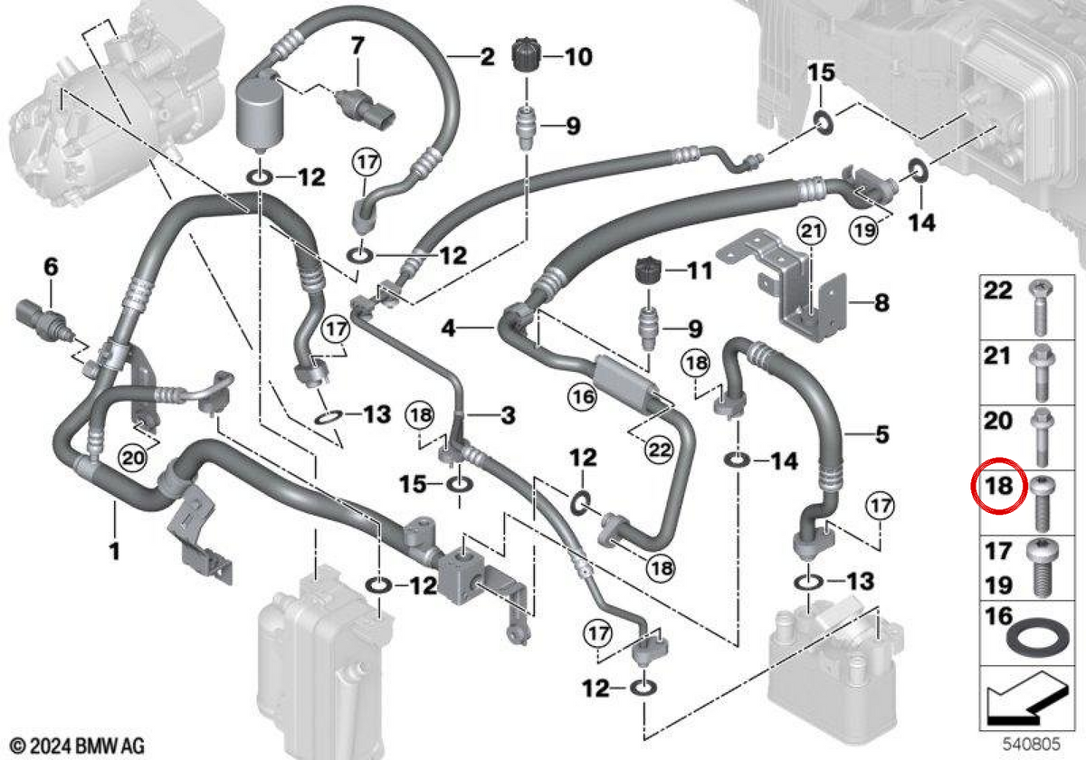 Vis ISA OEM 64505A77FA0 pour MINI J01 Cooper E, J01 JCW E, J05 Aceman E. MINI d'origine.