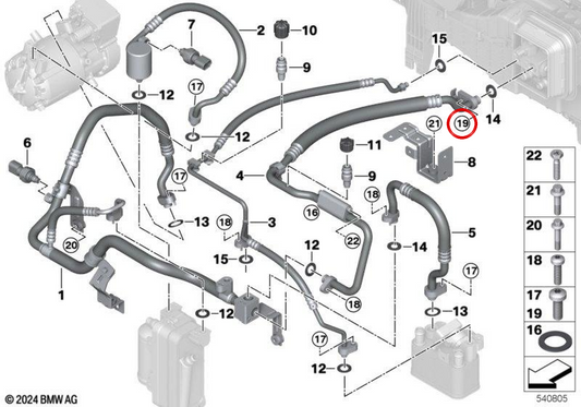 Schrauben Sie ISA OEM 64505A77FA1 für Mini J01, J05, U25, F66, U10, G26, F70, U06, F74, F67, G45, I20, I01, I12, F56, F57, F55. Original Mini.