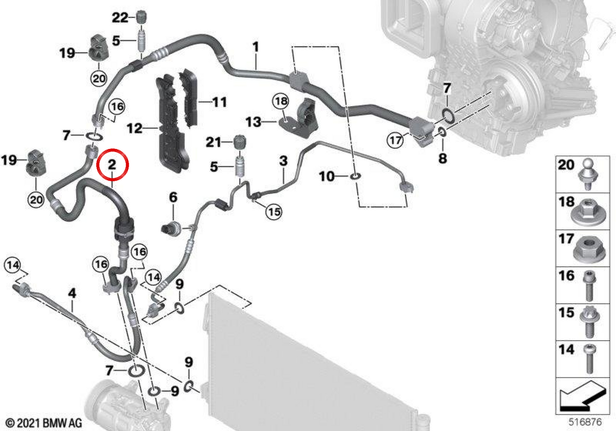 OEM 64505A7F4F3 Compressor aspirando BMW e Mini originais.