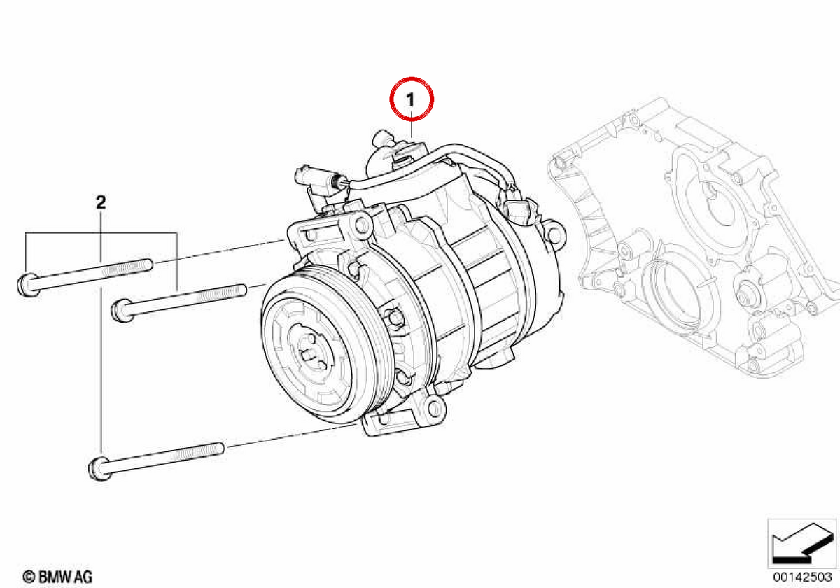 Compresor de aire acondicionado OEM 64509174803 para BMW E60, E61, E63, E64, E65, E66, E89. Original BMW.
