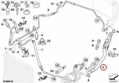 Verdampfersaugrohr zum Kompressor OEM 64509223315 für BMW E81, E82, E87, E88, E90, E91, E92, E93. Original BMW.