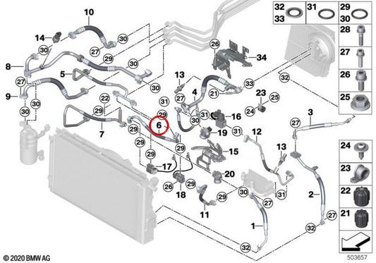 Tubo de pressão frontal OEM 64509291156 para BMW i3 (I01). BMW genuíno.