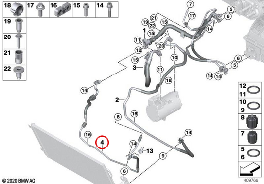 Tubo di pressione OEM 64509353261 per BMW I12, I15. BMW originale.