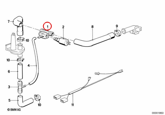 Conector de ar condicionado OEM 64511286808 para BMW E21, E30, E12, E28. BMW genuíno.