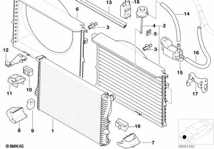 Radiatore del refrigerante per la BMW 5 E39 Serie, 7 E38 (OEM 1711246012). BMW originale.