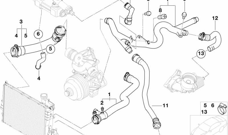 Manguera de refrigerante OEM 11537787177 para BMW E46 (316i, 318i, 320i, 325i, 330i, M3). Original BMW.