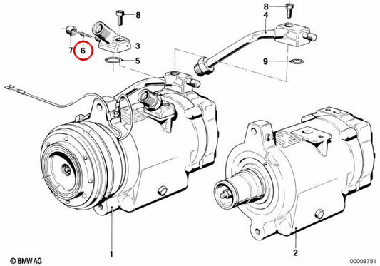 Valvola di espansione del condizionamento dell'aria OEM 64521354981 per BMW E21, E12, E28, E24, E23. BMW originale.