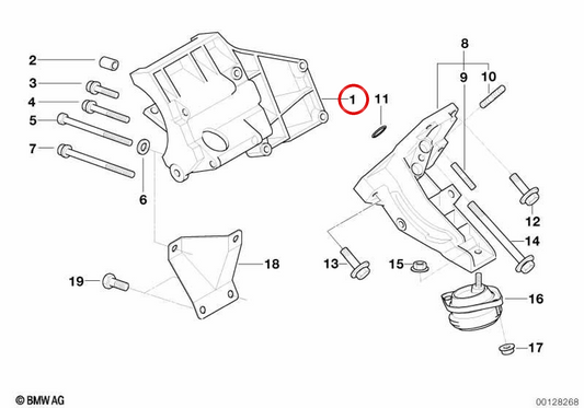 OEM -Klimaanlagen -Kompressorunterstützung 64521747258 für BMW E39, E38. Original BMW.