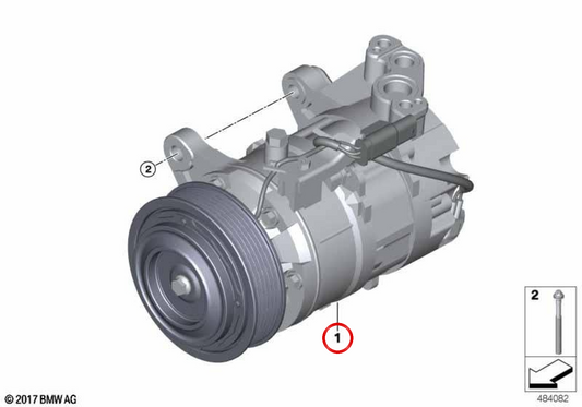 Compressor de ar condicionado para BMW Série 2 G42, G87, Série 3 G20, G21, G28, G80, G81, Série 4 G22, G23, G26, G82, G83, X3 F97, G01, G08, X4 F98, G02, Z4 G29 (OEM 64526994082). BMW genuíno