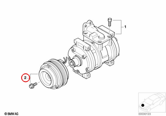 Embrague magnético del compresor de aire acondicionado OEM 64528390779 para BMW E36, E34, E32, E31. Original BMW.
