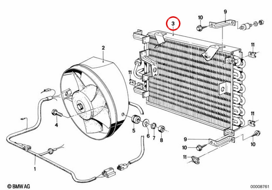 Condenseur de climatisation OEM 64531366344 pour BMW E21. BMW d'origine.
