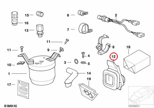 OEM rubber sleeve 64531394236 for BMW E36. Original BMW.