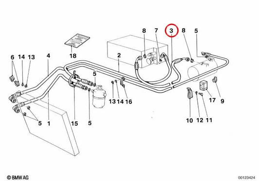 Tubo de ar condicionado OEM 64532161120 para BMW E36, E36 Compact, E36 Coupé, E36 Touring, E36 Cabrio. BMW genuíno.