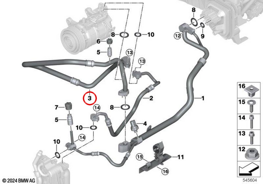 Tubo di aspirazione OEM 64535A28F99 per BMW X3 G45 (X3 30e xDrive, X3 30e sDrive). BMW originale.