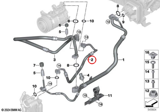 Tubería de presión OEM 64535A28FB5 para BMW X3 G45 (07/2023 - 03/2025). Original BMW.