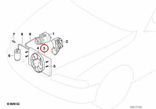 Condensatore OEM Condizionamento dell'aria 64536977492 per BMW E36. BMW originale.