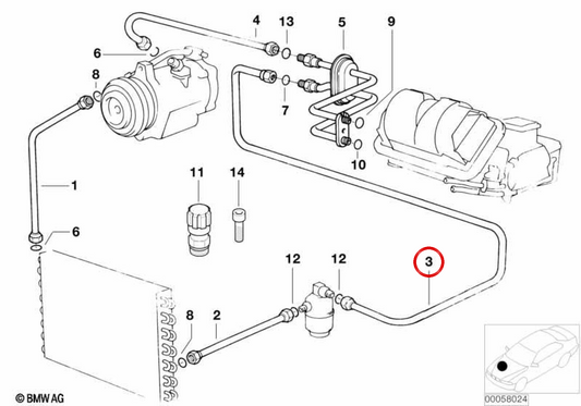 Doppellufttrockner -Rohr OEM 64538377674 für BMW E36. Original BMW.