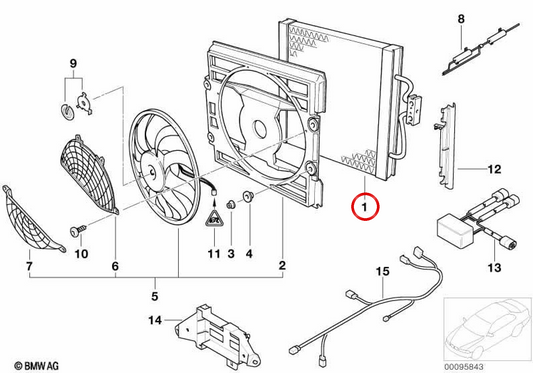 Condensatore di condizionamento dell'aria OEM 64538378438 per BMW E39, E52. BMW originale.