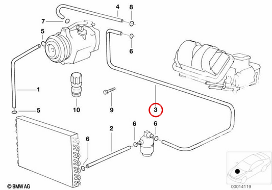 Tubo di evaporatore ad alta pressione-Evaporatore OEM 64538380149 per BMW E38. BMW originale.