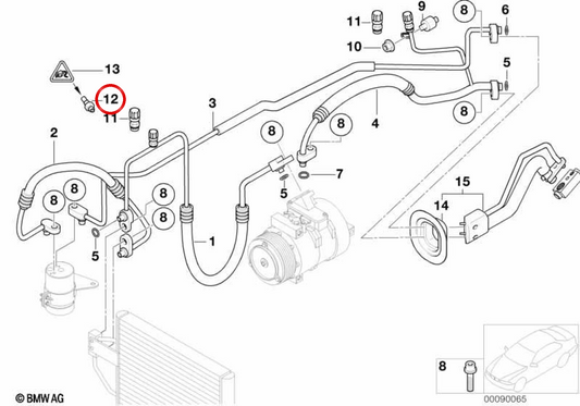 Sensore di pressione di condizionamento dell'aria OEM 64538386132 per BMW E52. BMW originale.