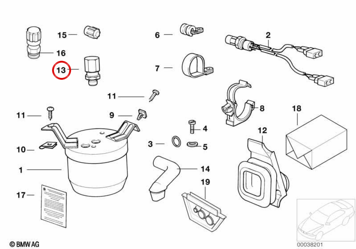 Vanne de sécurité OEM 64538390872 pour BMW E36, E39. BMW d'origine.