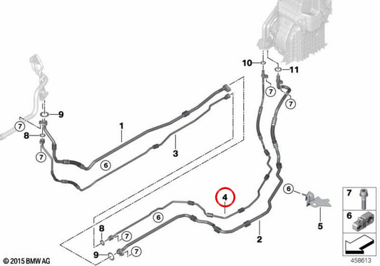 Druckleitung unter dem Boden (Teil 2) OEM 64539303472 für BMW G12. Original BMW.