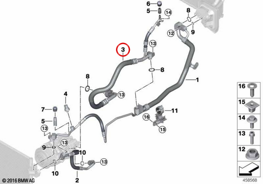Evaporador-Kompressor-Saugrohr OEM 64539303475 für BMW G12. Original BMW.