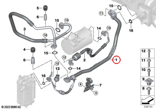 Doppio tubo di condizionamento dell'aria OEM 64539395463 per BMW G20, G21. BMW originale.