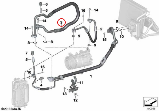 Pipe di aspirazione evaporador-Compressor OEM 64539398902 per BMW G29. BMW originale.