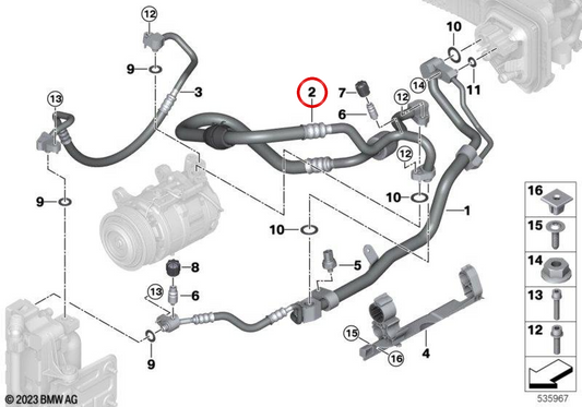 Pipe d'aspiration du compresseur OEM 64539872428 pour la série BMW 5 G60, G61. BMW d'origine.