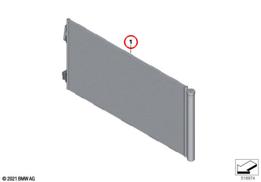 Condensador de aire acondicionado OEM 64539873829 para BMW U11. Original BMW.