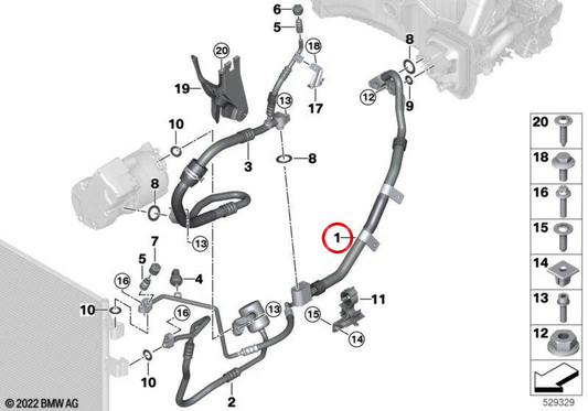 OEM refrigerant pipe 64539875482 for BMW G09. Original BMW.