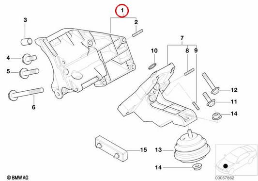 Supporto compressore di condizionamento dell'aria OEM 64551407730 per BMW E52. BMW originale.