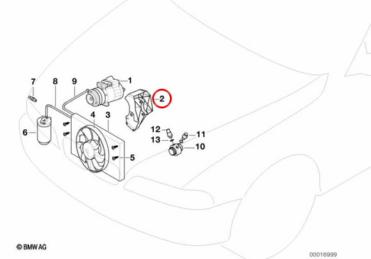 Soporte compresor de aire acondicionado OEM 64551727376 para BMW E36, E34. Original BMW.