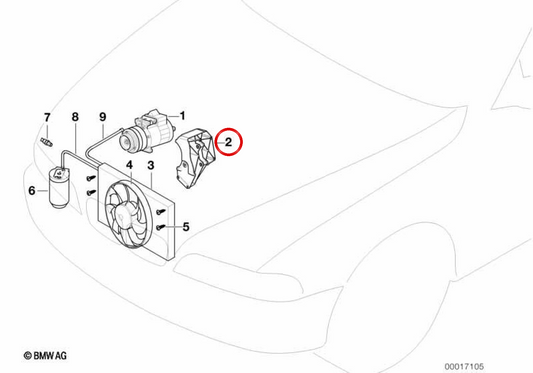 Supporto compressore di condizionamento dell'aria OEM 64552245412 per BMW E36, E34. BMW originale.