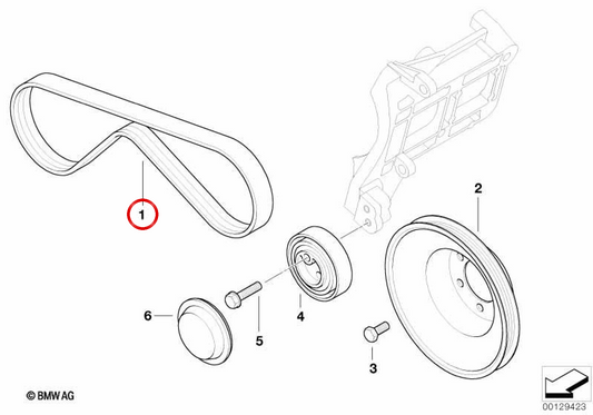 Correia auxiliar (Keilrippenriemen) OEM 64552245451 para BMW E36, E34. BMW genuíno.