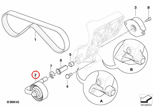 Tensor de correia OEM 64552354034 para BMW E46, E39, E38. BMW genuíno.