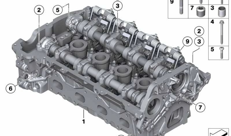 Culata con accionamiento de válvulas OEM 11122470431 para MINI R56 LCI, Clubman R55 LCI, Cabrio R57 LCI, Coupé R58, Roadster R59... y más. Original MINI.