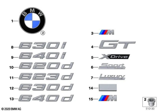 Badge for BMW G32, G32N (OEM 51147415340). Genuine BMW