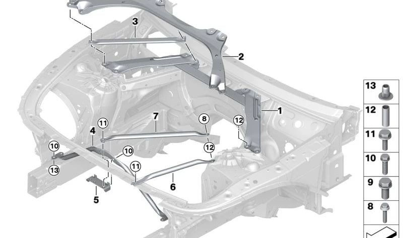 Barra de refuerzo derecha OEM 51617329870 para BMW G30, G31. Original BMW.