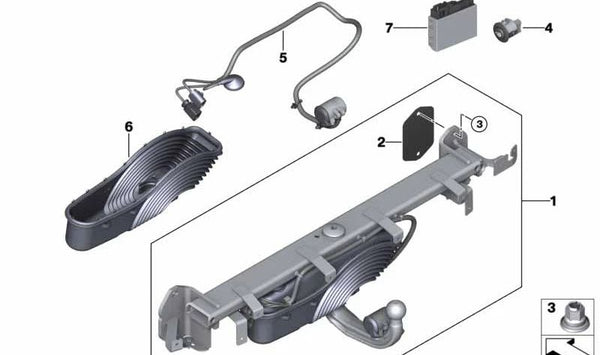 Enganche de remolque eléctrico abatible OEM 71606875627 para BMW G32. Original BMW.