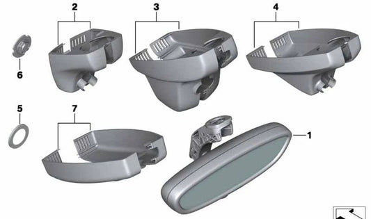 Espejo retrovisor interior con luz LED y sensor EC OEM 51169320280 para BMW E81, E87, E87N, E88, E89. Incluye función antideslumbramiento automática y receptor 315 MHz. Original BMW.