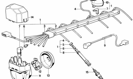 Cableado de encendido OEM 12121720525 para BMW E24. Recambio original BMW.