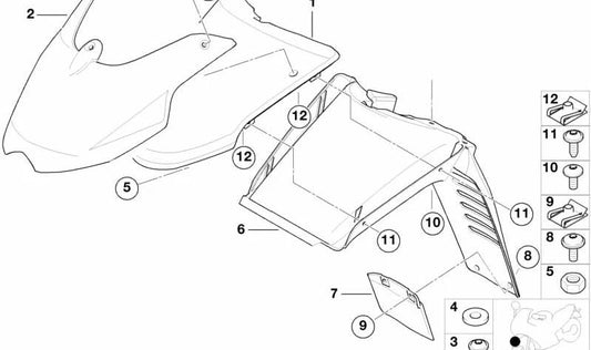 Guarda-lamas dianteiro inferior OEM 46618543041 para motos BMW F 650 GS, F 650 GS Dakar e G 650 GS. Original BMW Motorrad
