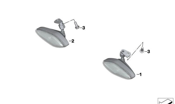 Intermitente LED delantero derecho OEM 63139898704 para BMW Motorrad RK34 (R 18) desde 05/2020 hasta 07/2024. Original BMW Motorrad.