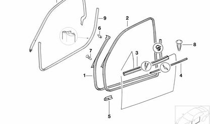Junta puerta delantera izquierda OEM 51718219553 para BMW E36. Original BMW.