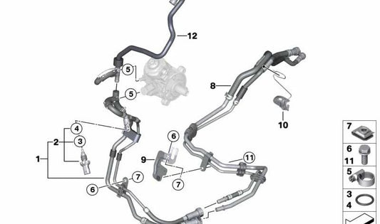 Tubería de retorno de combustible OEM 13538575470 para MINI Countryman R60, Paceman R61. Original MINI.